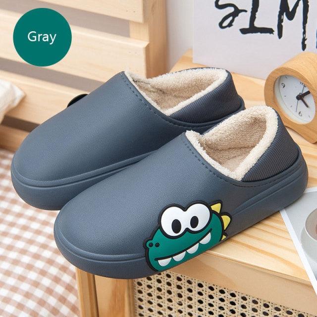 Cute Side Bear Waterproof Cotton Women Shoes Winter Warm Indoor Outdoor Wrapped Heel Slippers EVA Comfort Memory Foam Slippers Waterproof Non Skid Warm Washable Cotton Shoes Loafer Slippers