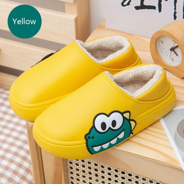 Cute Side Bear Waterproof Cotton Women Shoes Winter Warm Indoor Outdoor Wrapped Heel Slippers EVA Comfort Memory Foam Slippers Waterproof Non Skid Warm Washable Cotton Shoes Loafer Slippers