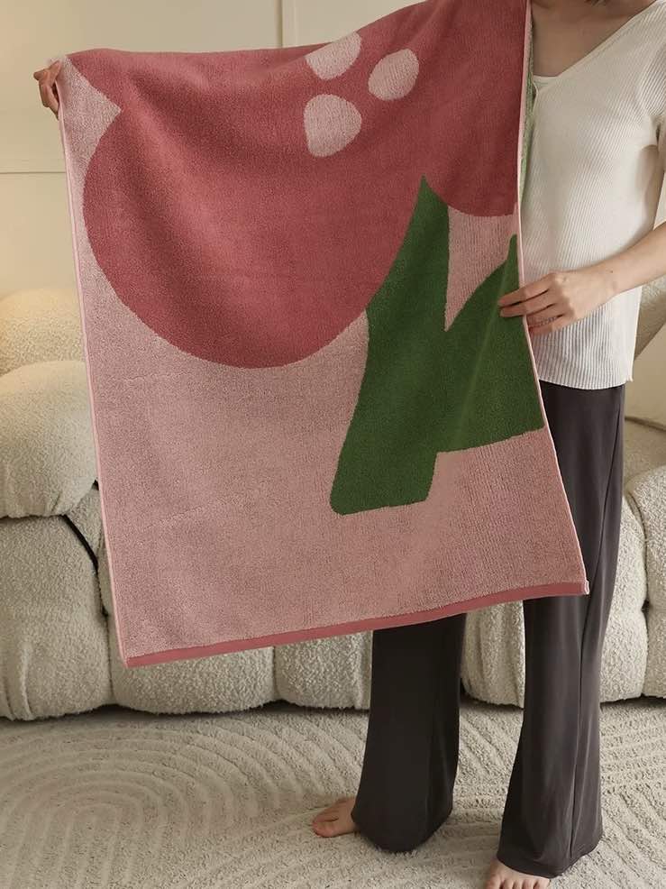 Cute Whimsical Floral Bath Towel - Soft, Absorbent, 100% Staple Cotton
