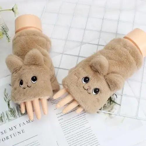 Cute Winter Warm Soft Half Finger Thick One Size Gloves For Women Fashionable Warm Comfortable Stylish Gloves For Girls