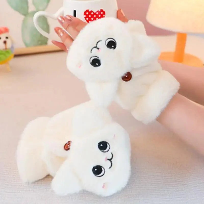 Cute Winter Warm Soft Half Finger Thick One Size Gloves For Women Fashionable Warm Comfortable Stylish Gloves For Girls