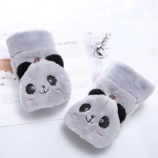 Cute Winter Warm Soft Half Finger Thick One Size Gloves For Women Fashionable Warm Comfortable Stylish Gloves For Girls