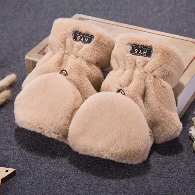Cute Winter Warm Soft Half Finger Thick One Size Gloves For Women Fashionable Warm Comfortable Stylish Gloves For Girls