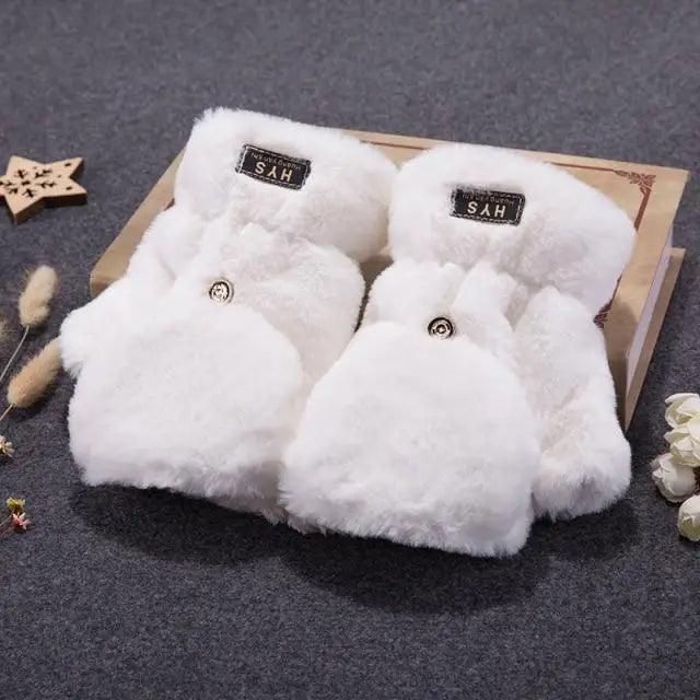 Cute Winter Warm Soft Half Finger Thick One Size Gloves For Women Fashionable Warm Comfortable Stylish Gloves For Girls