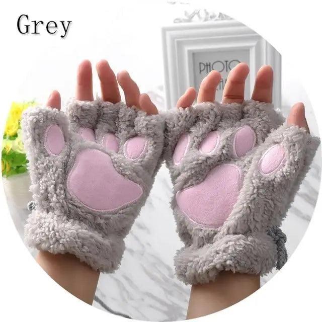 Cute Women Winter 1Pair Warm Fingerless Lovely Gloves Fluffy Colorful Comfortable Gloves For Autumn