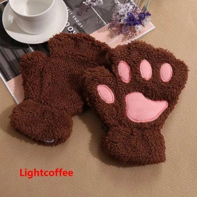 Cute Women Winter 1Pair Warm Fingerless Lovely Gloves Fluffy Colorful Comfortable Gloves For Autumn
