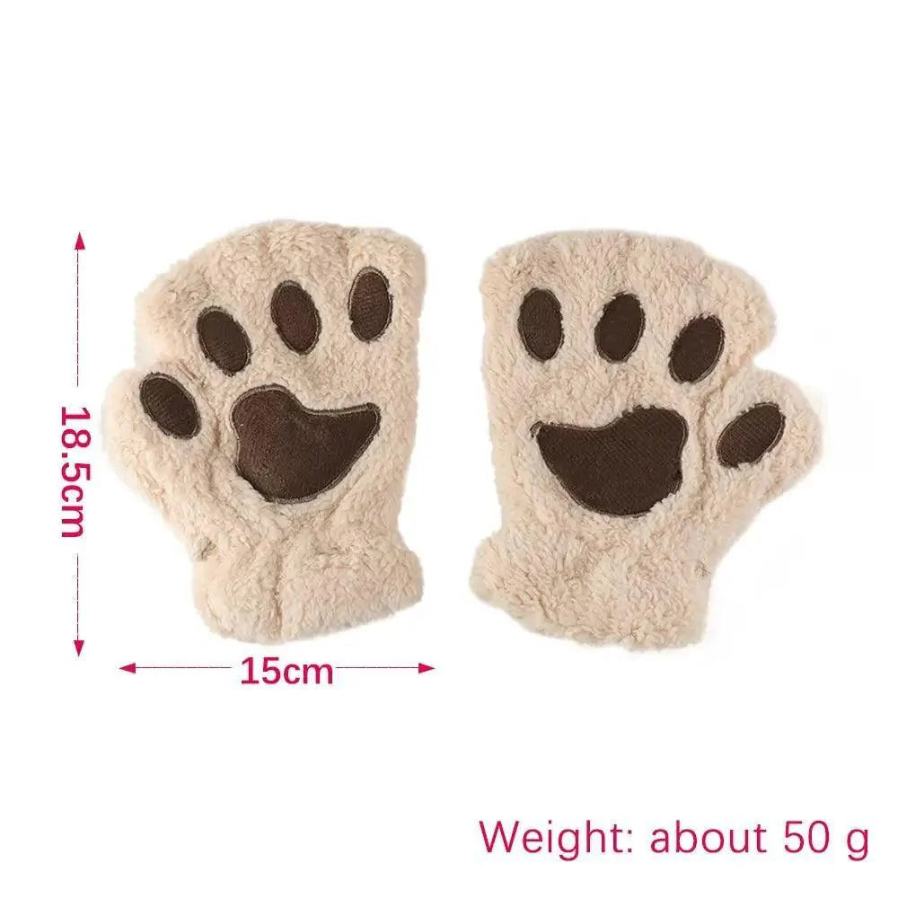Cute Women Winter 1Pair Warm Fingerless Lovely Gloves Fluffy Colorful Comfortable Gloves For Autumn