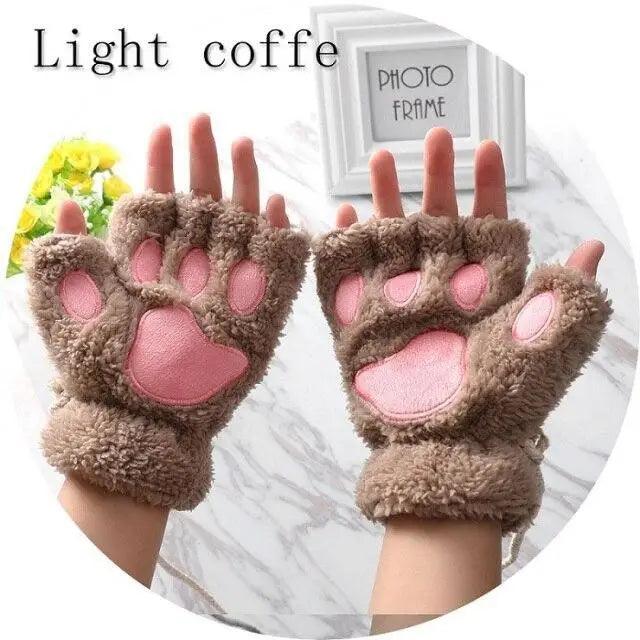 Cute Women Winter 1Pair Warm Fingerless Lovely Gloves Fluffy Colorful Comfortable Gloves For Autumn