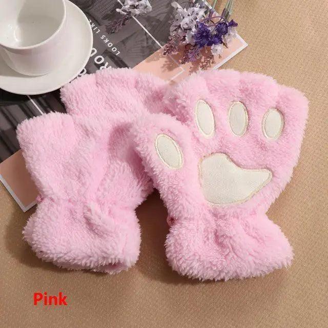 Cute Women Winter 1Pair Warm Fingerless Lovely Gloves Fluffy Colorful Comfortable Gloves For Autumn