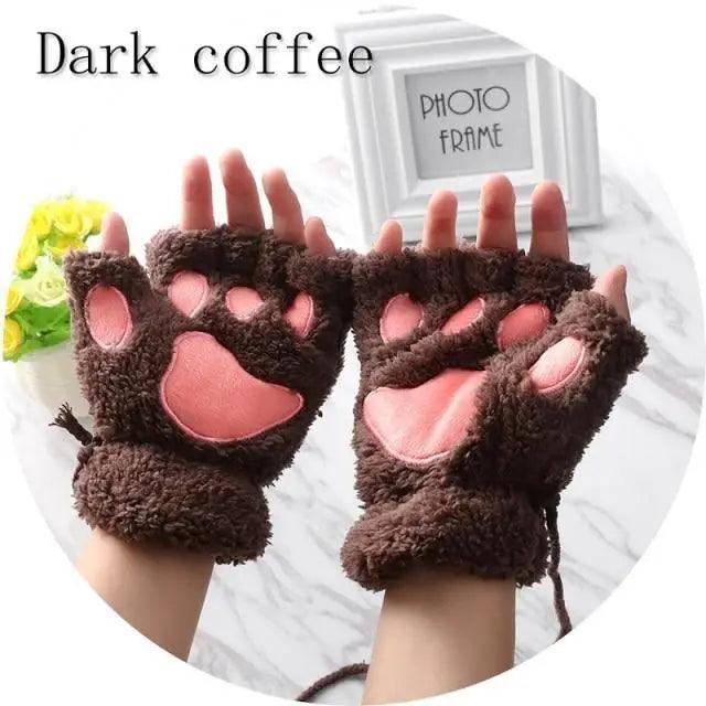 Cute Women Winter 1Pair Warm Fingerless Lovely Gloves Fluffy Colorful Comfortable Gloves For Autumn
