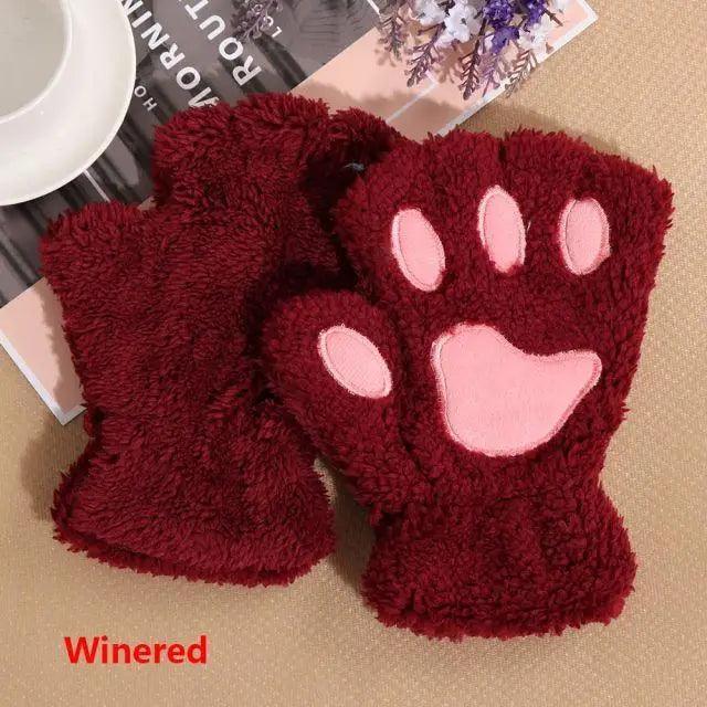Cute Women Winter 1Pair Warm Fingerless Lovely Gloves Fluffy Colorful Comfortable Gloves For Autumn