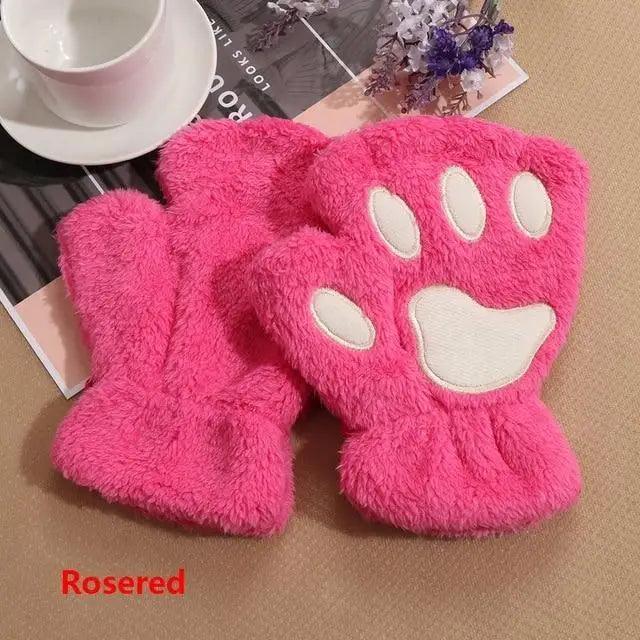 Cute Women Winter 1Pair Warm Fingerless Lovely Gloves Fluffy Colorful Comfortable Gloves For Autumn