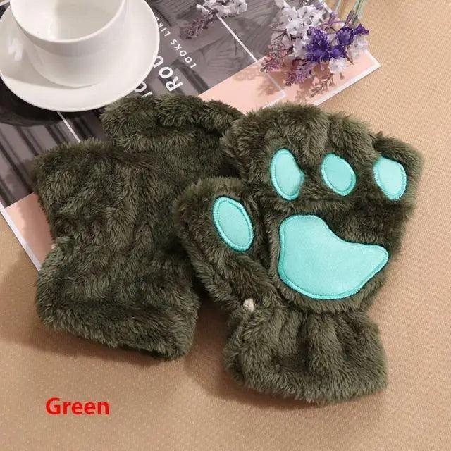 Cute Women Winter 1Pair Warm Fingerless Lovely Gloves Fluffy Colorful Comfortable Gloves For Autumn