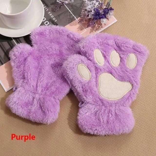 Cute Women Winter 1Pair Warm Fingerless Lovely Gloves Fluffy Colorful Comfortable Gloves For Autumn