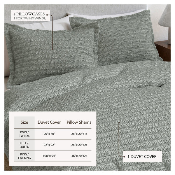100% Cotton Honeycomb Waffle Duvet Set - Mattea Collection