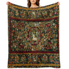 Medieval Unicorn Floral Tapestry Throw Blanket