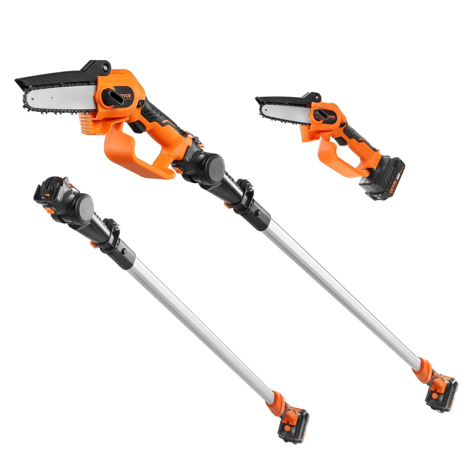 2-in-1 Cordless Pole Saw & Mini Chainsaw, 20V 2Ah Battery Pole Chainsaw, 5