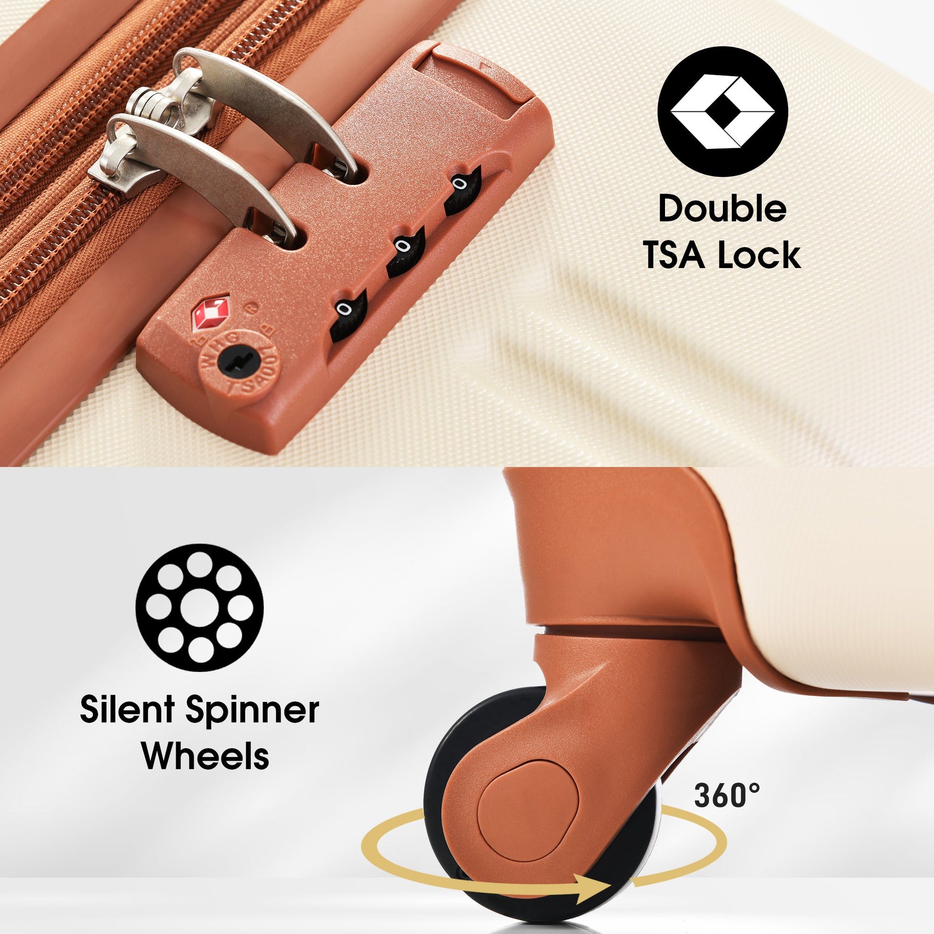Hardshell Luggage Sets 2Pcs + Bag Spinner Suitcase with TSA Lock Lightweight 20' + 28'