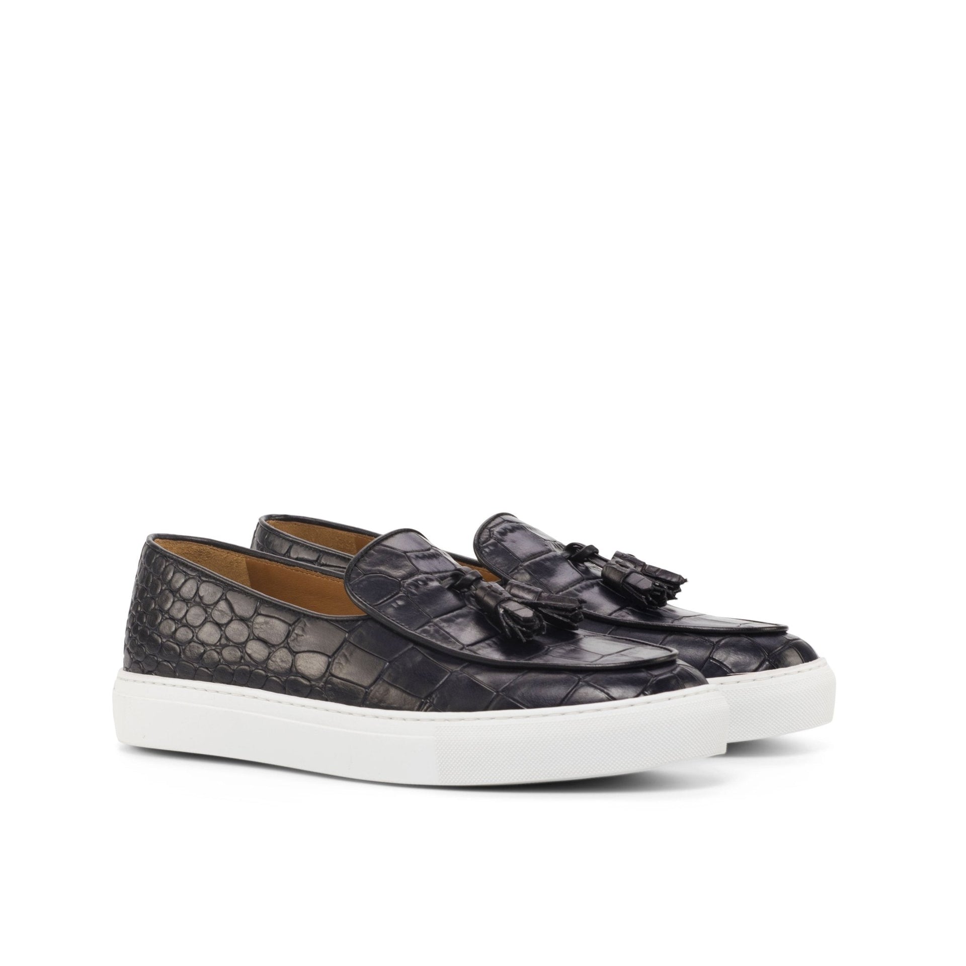 Mauri - Crocodile embossed leather Belgian Loafer Sneakers