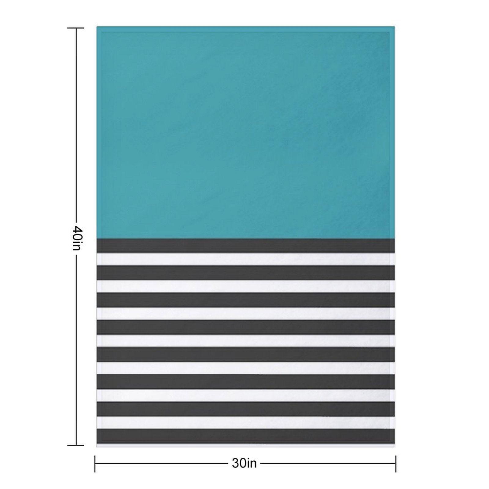 Half Striped Gray - Solid Turquoise Throw Blanket