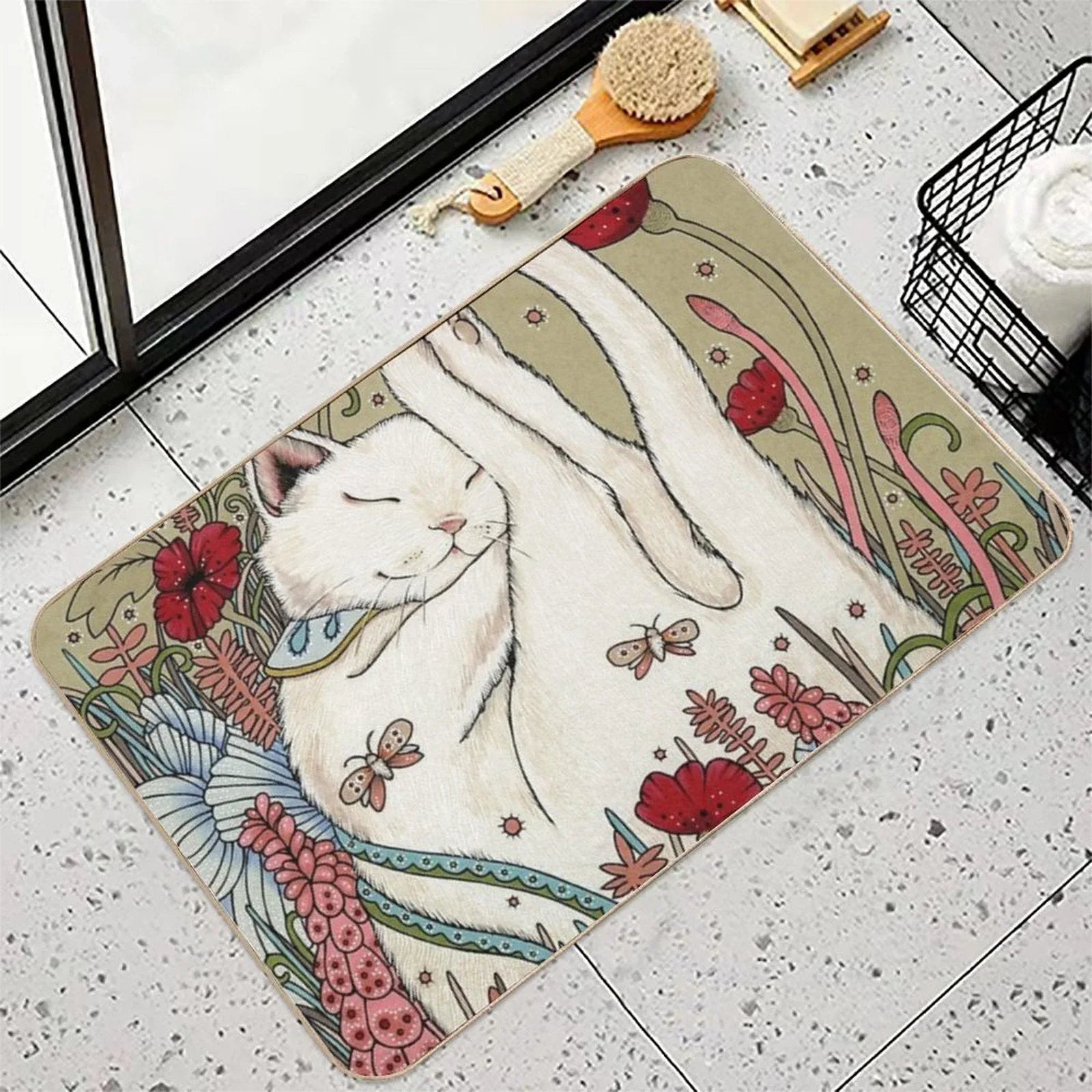 Poppies And Ladybug Bath Mat
