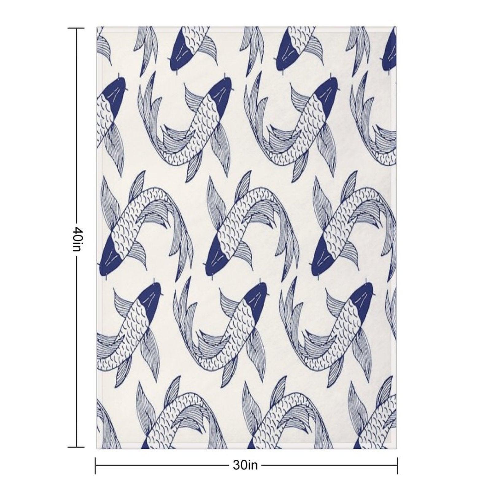 Japanese Koi Fish Pattern Throw Blanket
