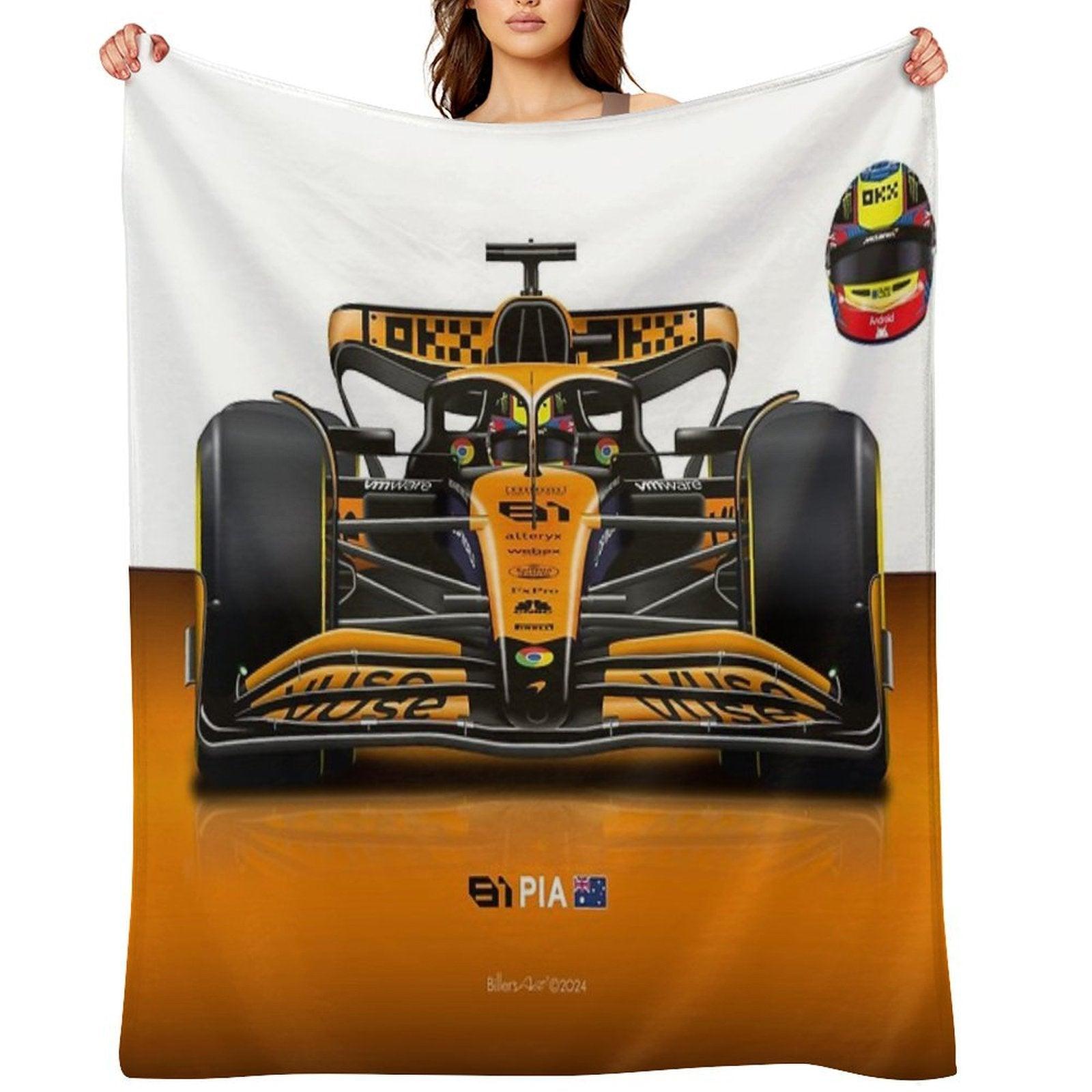 Oscar Piastri 2024 Formula 1 McLaren Racing Car Throw Blanket
