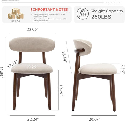 Beige Upholstered Contemporary Wood Dining Chair Set