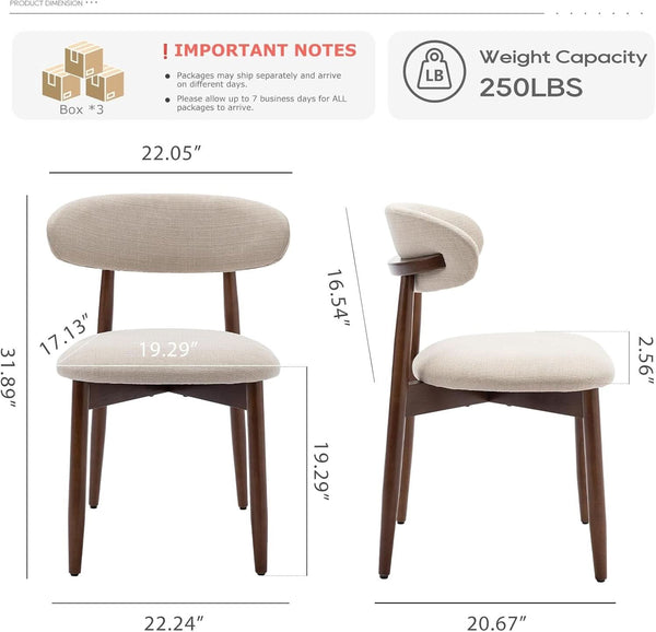 Beige Upholstered Contemporary Wood Dining Chair Set