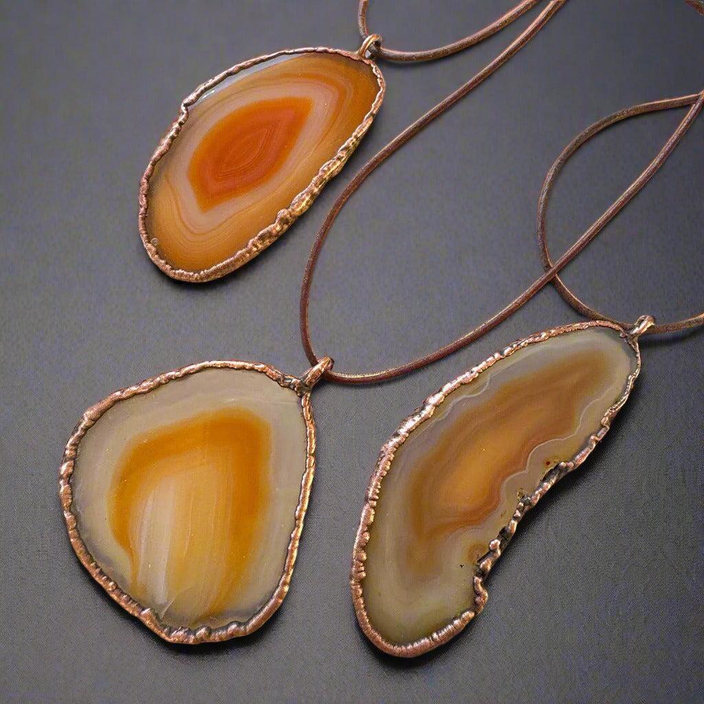Copper Red Agate Slice Necklace - Grounded Heart| By Blackbird & Sage