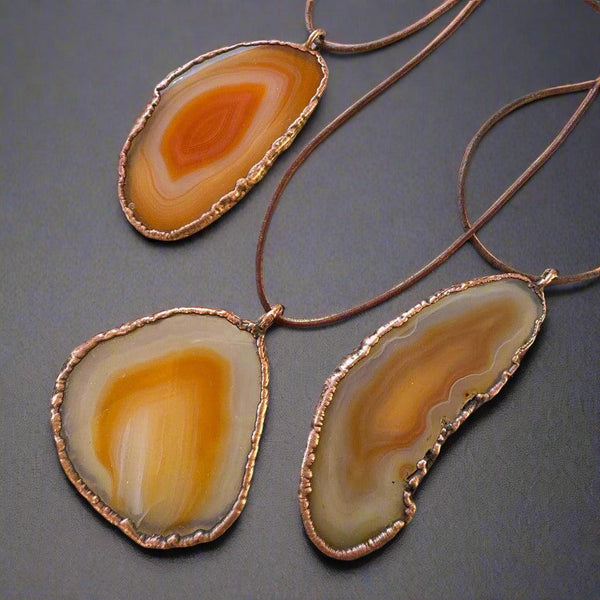 Copper Red Agate Slice Necklace - Grounded Heart| By Blackbird & Sage