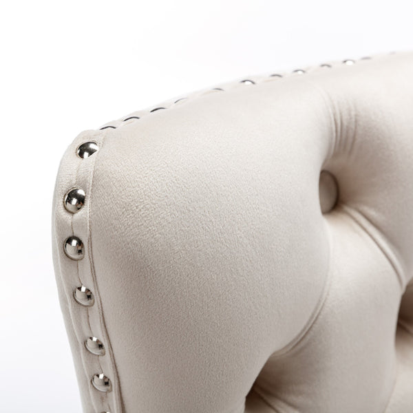 Counter Height Velvet Bar Stools with Button Back & Rivet Trim Upholstered Seats