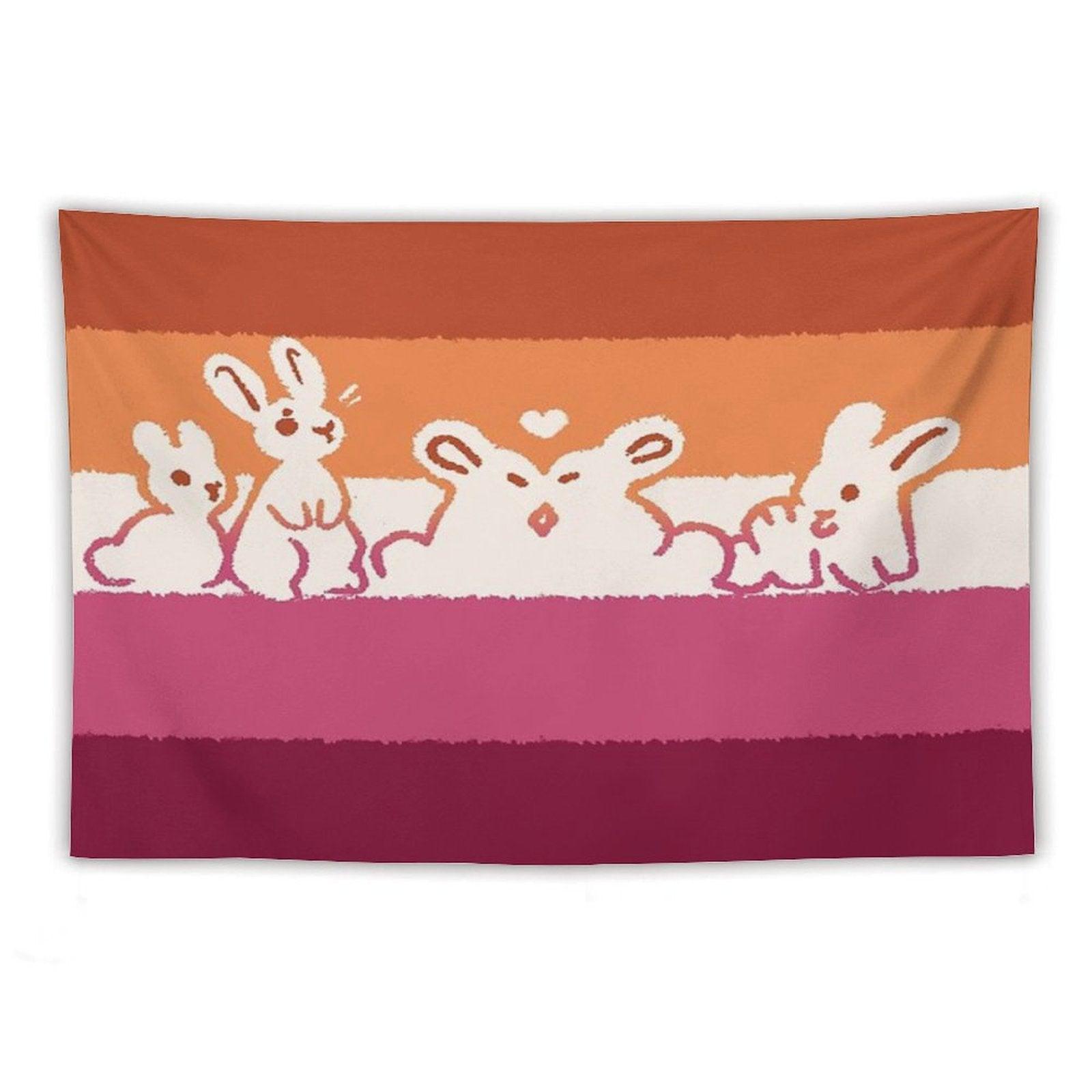 Lesbian Flag Bunnies Tapestry
