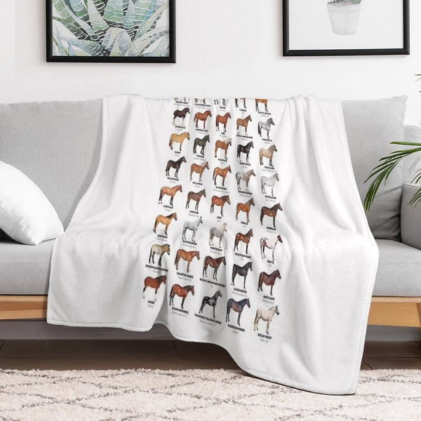 Horse Breeds Of The World Multi-functional Throw Blanket