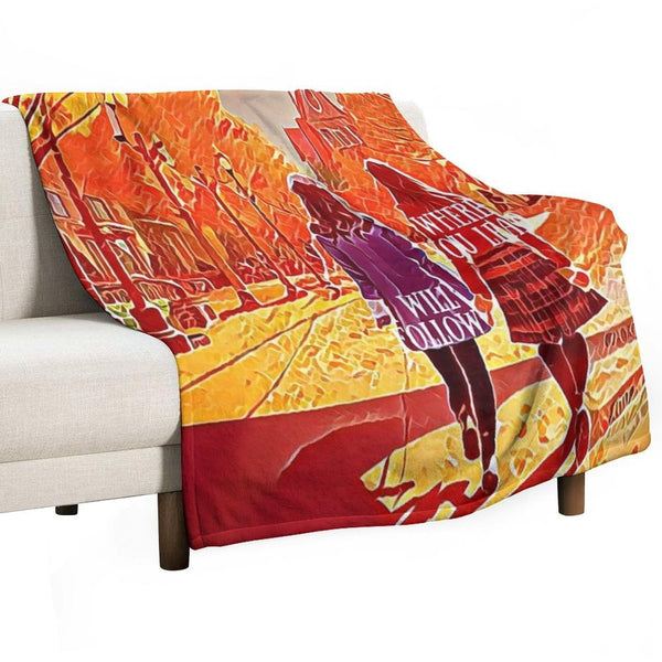 Where You Lead I Will Follow - The Girls Walking in Autumn - Gilmore Eco-conscious Throw Blanket