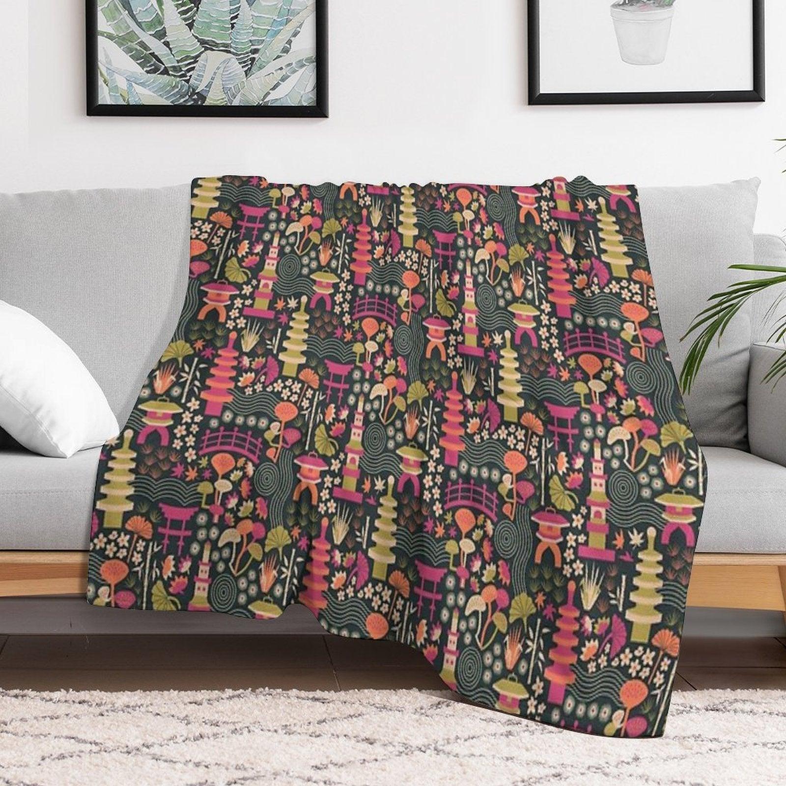 Zen Garden Based on The Japanese Tea Garden in Golden Gate Park Throw Blanket