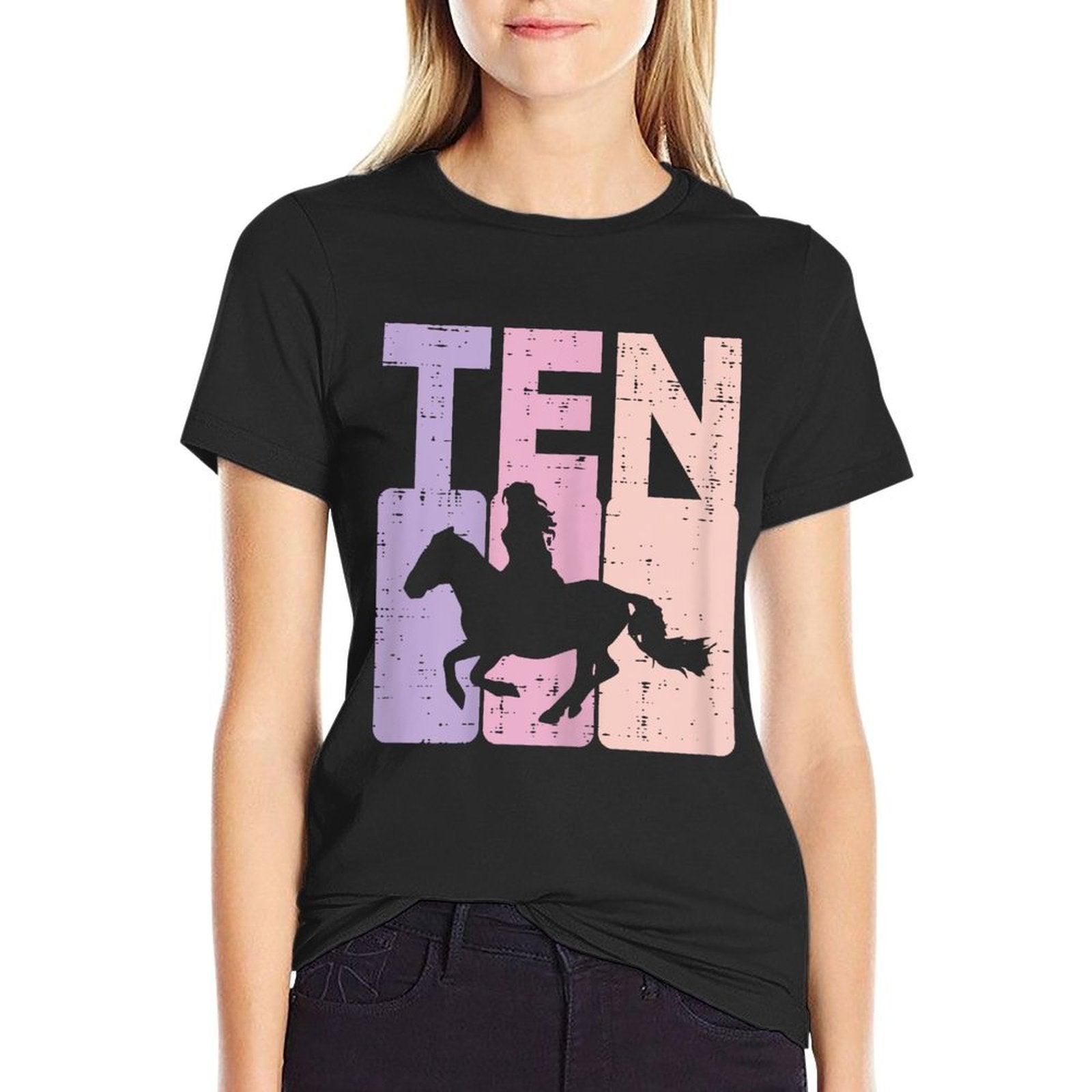 10th Birthday Ten Horse Girl Equestrian 10 Years Old Girls T-Shirt