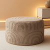 Khaki Round Ottoman Pouf 20x20x14 Inches Luxurious