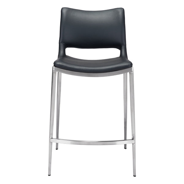 Ace Counter Stool (Set of 2) Black & Silver
