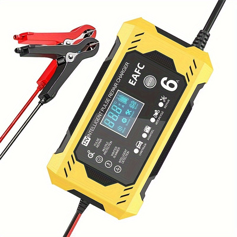 Car Battery Charger, 12V 6A Smart Battery Trickle Charger Auto 12V 24V Battery Maintainer for Car Truck Motorcycle Lawn Mower Marine Lead Acid Battery, Vehicle Battery Maintenance, Automotive Battery Care, Compact Charger, Po DSers Fulfillment