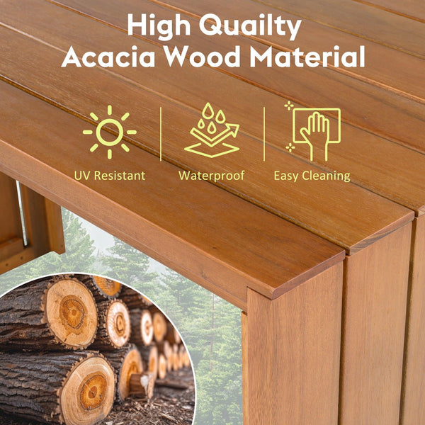 5 Piece Acacia Wood Outdoor Bar Set
