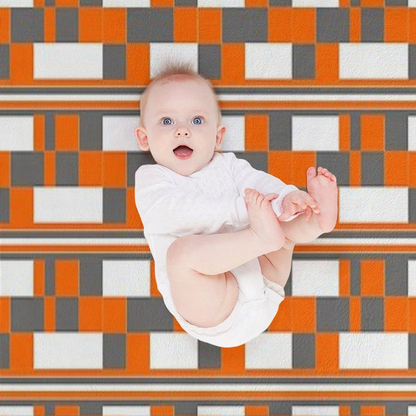 Orange Grey Square Art Anti-pilling Throw Blanket