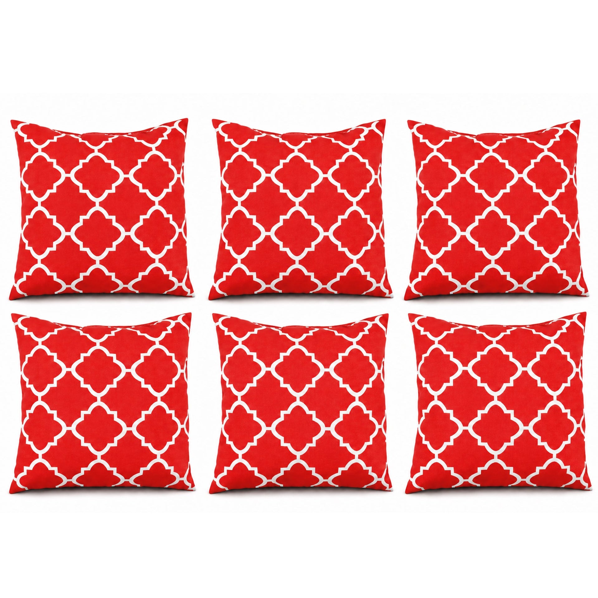 6 Pack Outdoor Pillow Covers - 18x18 Inch Red Trellis