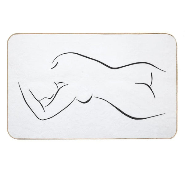Minimal Female Body Line Art Bath Mat