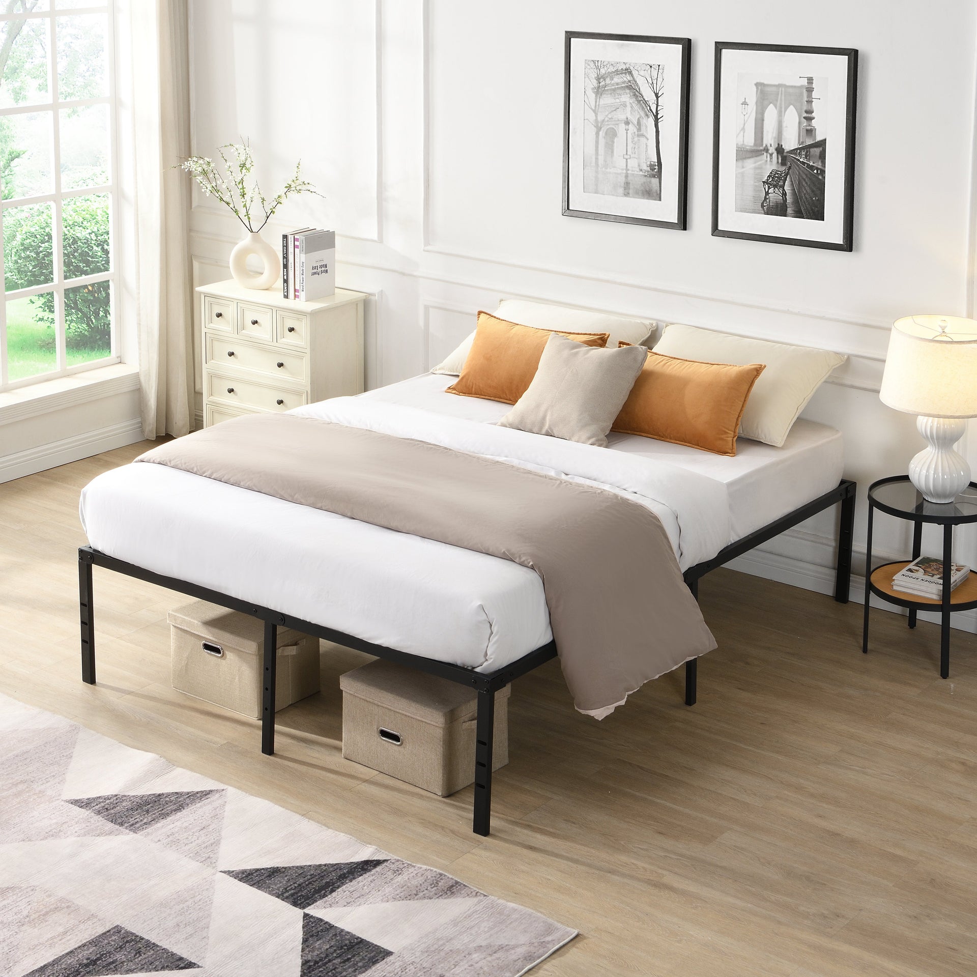 Queen Size Bed Frame - Heavy Duty Metal Construction