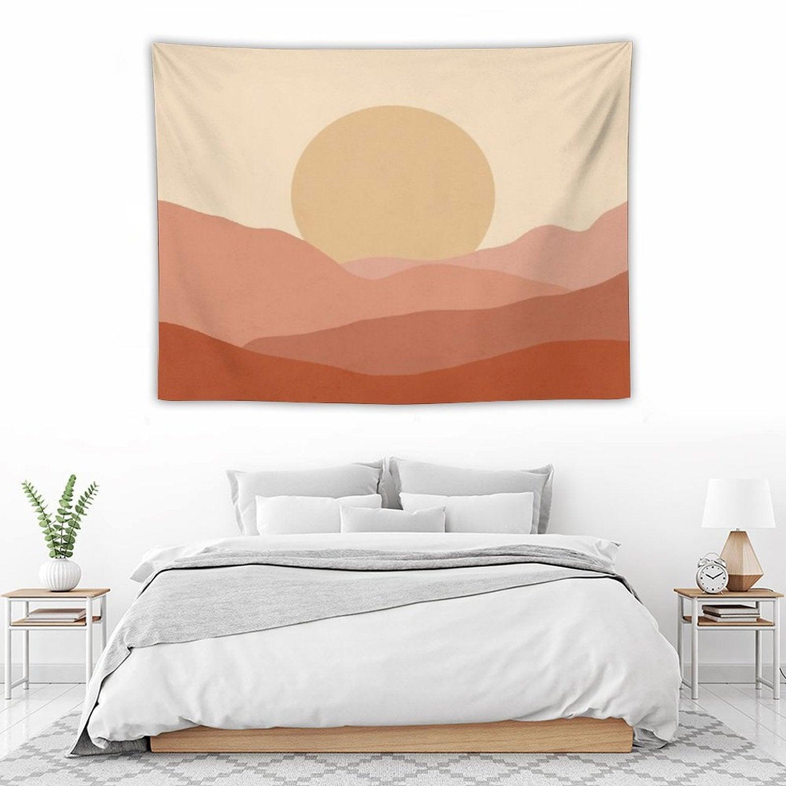 Minimalist Landscape Earth Tones Design  Muted Tones Tapestry
