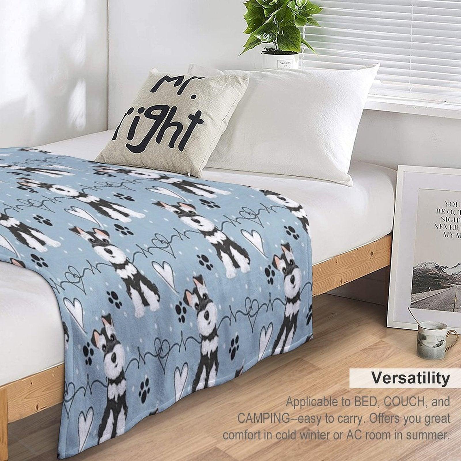 Love Black And White Miniature Schnauzer Throw Blanket