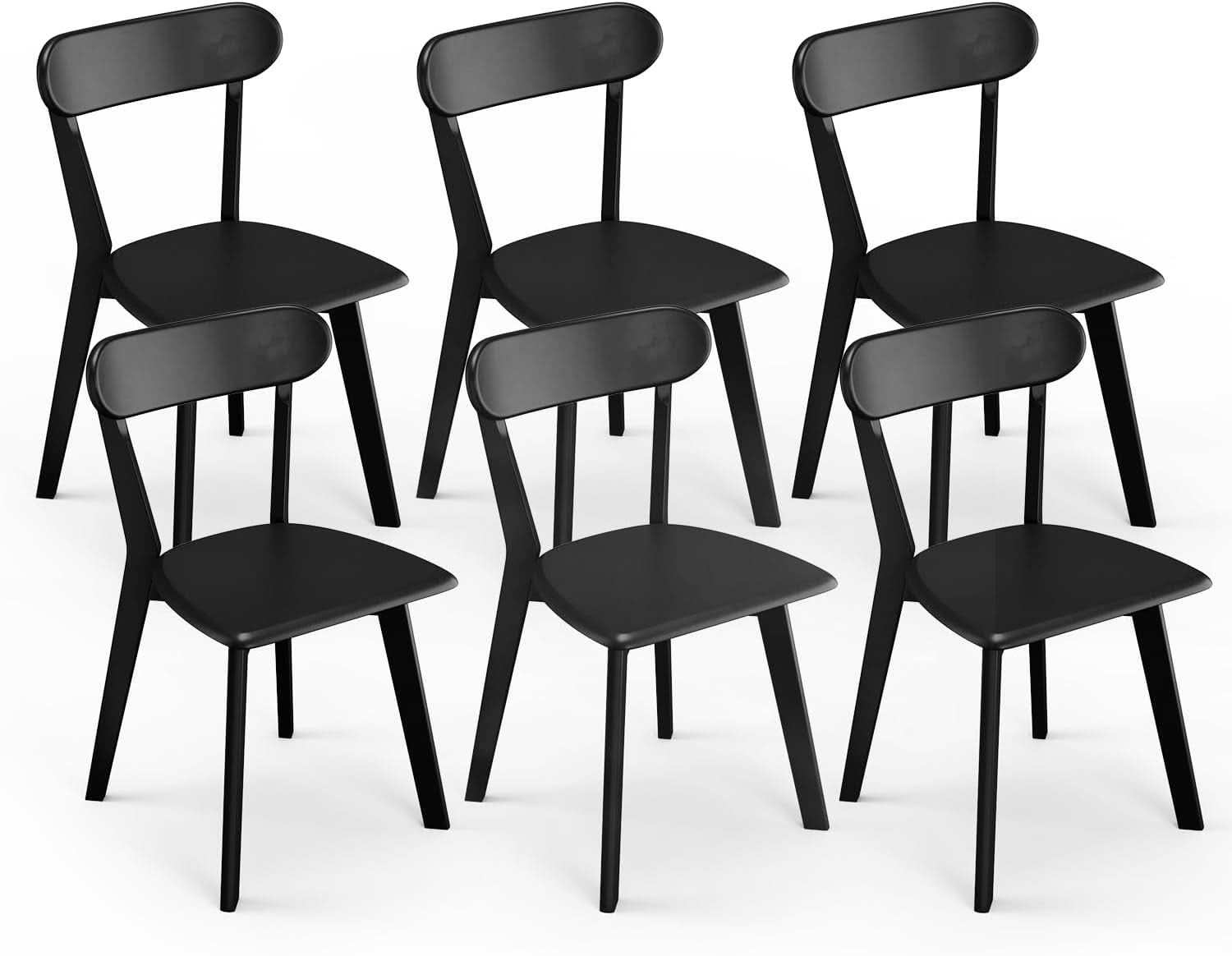 Solid Oak Extra Wide Dining Chairs Set Black Kitchen