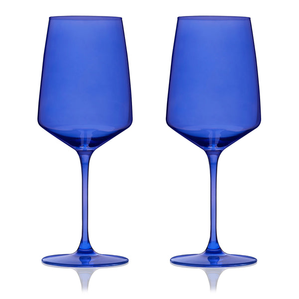 Reserve Nouveau Crystal Wine Glasses in Cobalt Set of 2