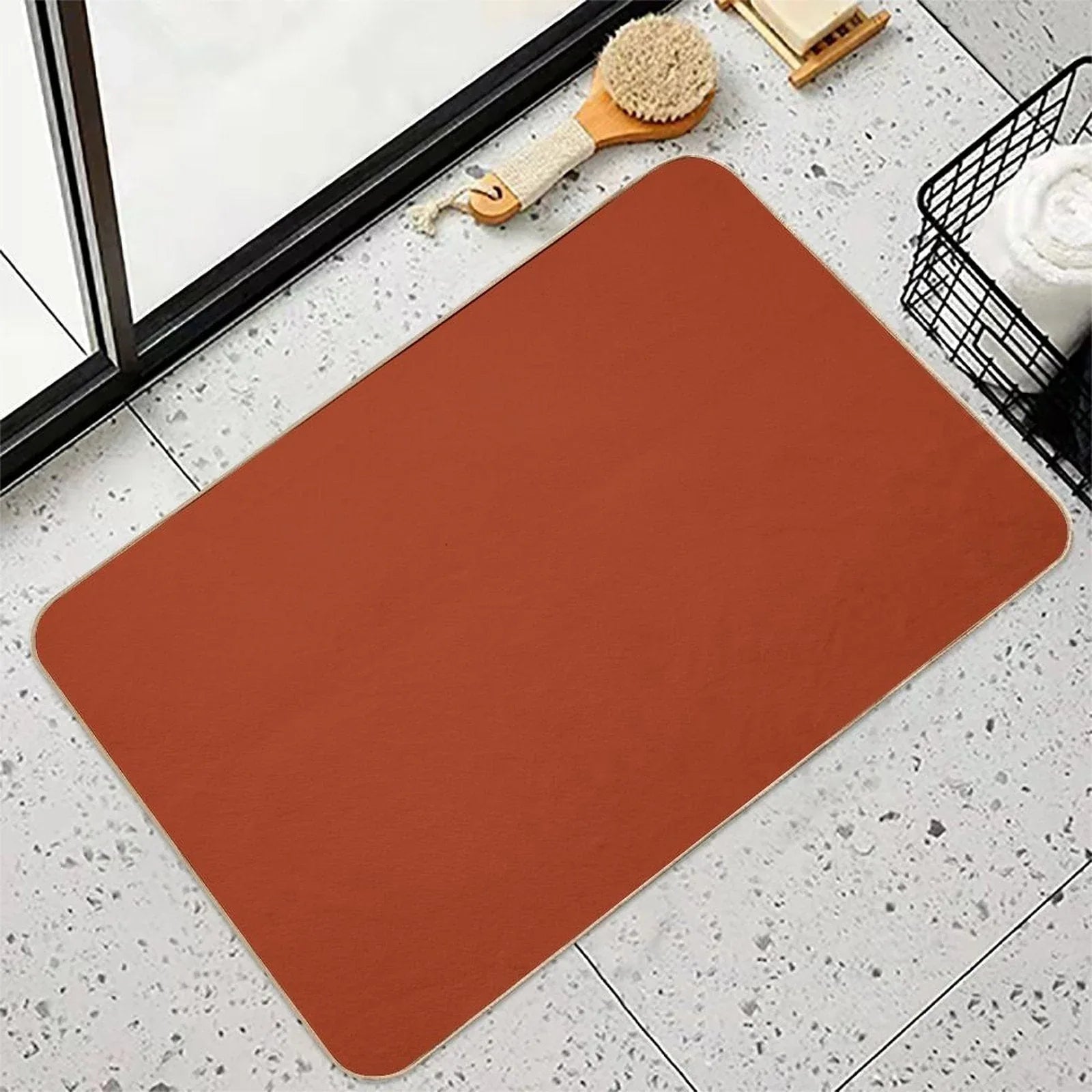 Best Seller - Colors of Autumn Burnt Orange Single Solid Color - Accent Shade  Hue Bath Mat
